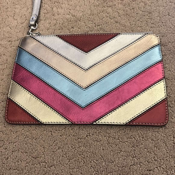 Rebecca Minkoff Metallic Chevron Wristlet Clutch - Picture 2 of 7
